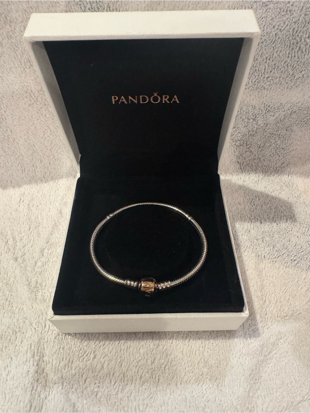 RARE Retired Pandora 925 Sterling Silver 14K Rose Gold Clasp Bracelet